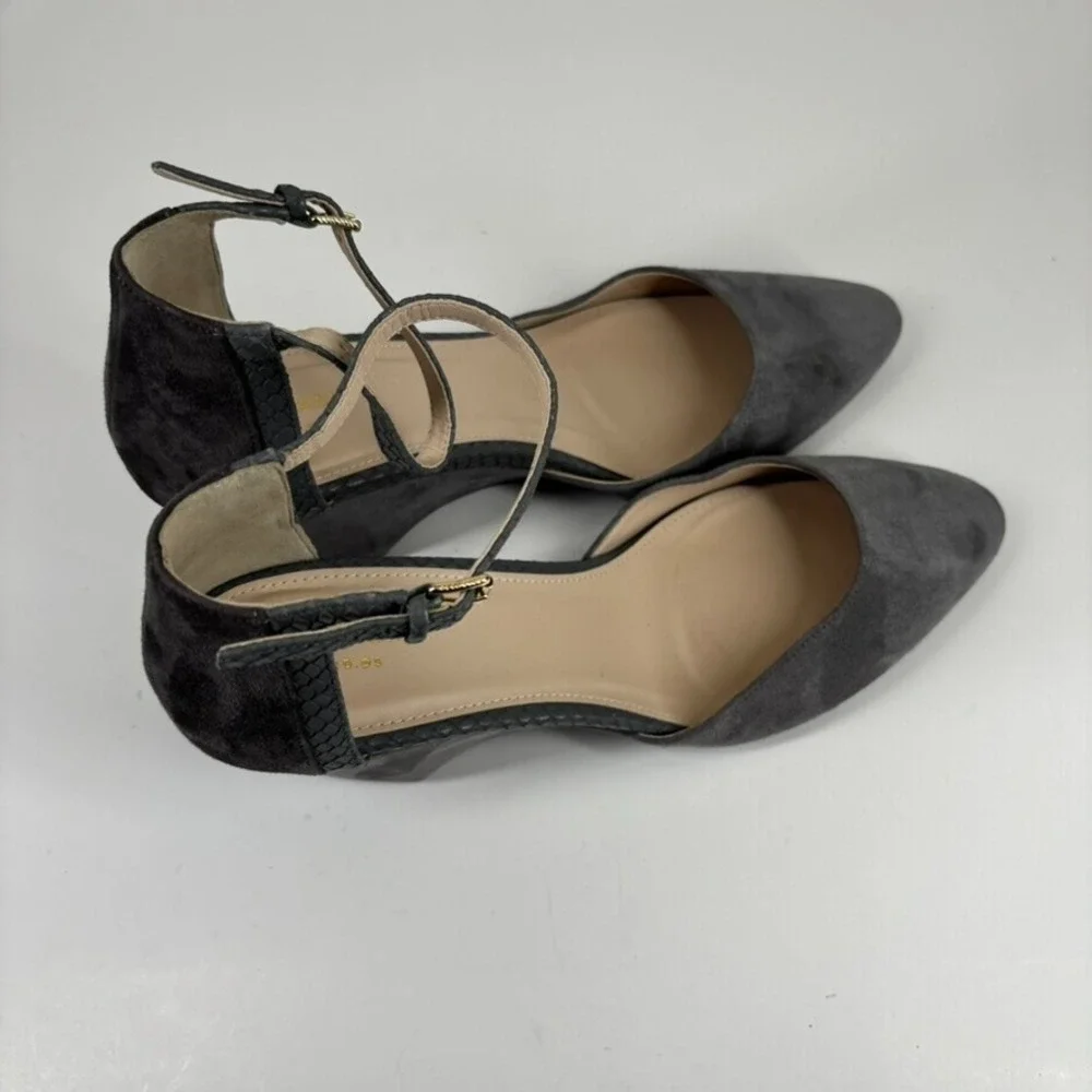 Cole Haan Lara Women's US 11 Grey Suede‎ Comfort Casual Ankle Strap Wedge Pumps